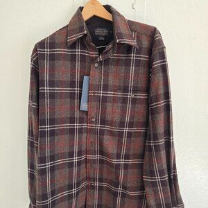 Pendleton Trail Wool Flannel Shirt Brown Plaid Vintage Outdoor Western Workwear